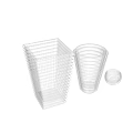 Clear Glass Decorative Ornament Set with Textured Geometric Patterns and Different Shapes