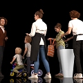 Multi-person scene model handsome boy beautiful woman waiter man woman child pour water conversation conversation scene atmosphere foreigners 3d model