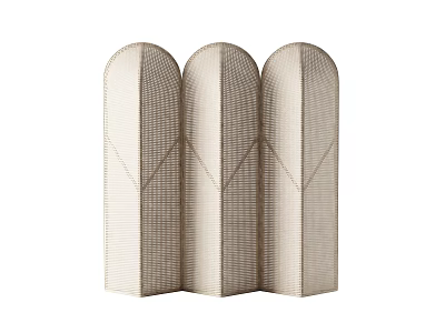 Modern Three Panel Room Divider With Woven Texture And Arch Top Design 3d model