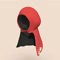 Stylish Red Hood Design With Black Interior Featuring Floral Patterns At The Bottom 3d model