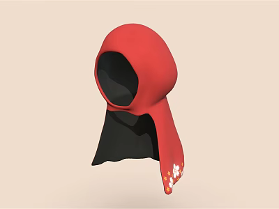 Stylish Red Hood Design With Black Interior Featuring Floral Patterns At The Bottom 3d model