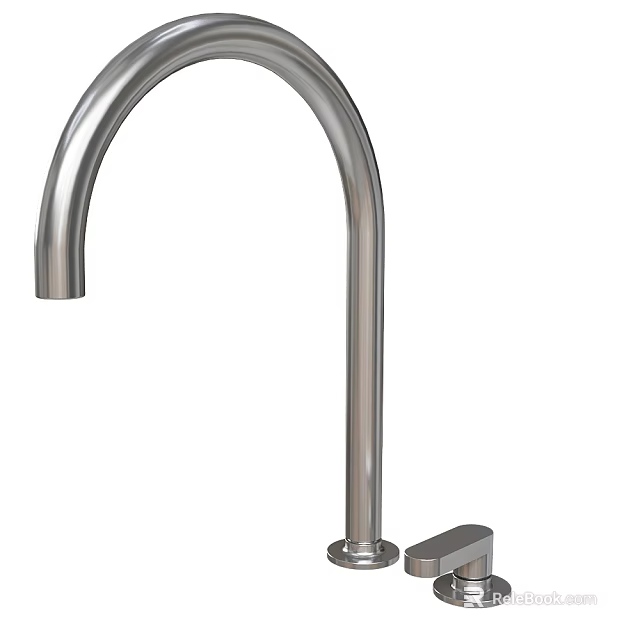 Modern Stainless Steel Kitchen Faucet With Tall Arc Single Handle Polished Finish 3d model 