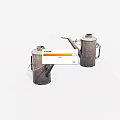 Vintage Metal Oil Cans With Rustic Design And Retro Handles On White Background