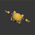 Cute Yellow Robot With Big Blue Eyes And Tracked Base Extending Arms