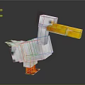 Pixel Art White Pelican 3D Model With Yellow Beak And Orange Feet