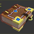 Ornate Fantasy Magic Book With Wooden Cover Blue Gems And Golden Decorations