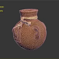 Traditional Terracotta Vase With Brown Ceramic Body Twine Decoration And Handles