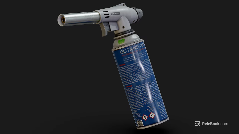 Industrial Butane Torch With Blue Gas Cylinder And Metal Ignition Nozzle 3d model 