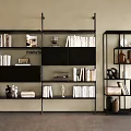 Modern Black Frame Multi Tier Bookshelf With Books And Decorative Items