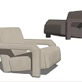 Modern Single Sofa in Light and Dark Colors with Simple Armrest Design