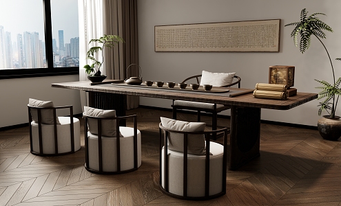 New Chinese Zen Tea Table and Chair Combination 3d model