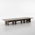 Modern Conference Table With Rectangular Wooden Top And Metal Support Legs 3d model