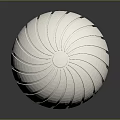 White Decorative Sphere with Intricate Radial Lines Pattern on Dark Background Surface 3d model
