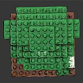 Lego Built Toy Figure With Green Hat Yellow Face Blue Overalls On Orange Base