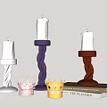 Stylish Spiral Design Candle Holders With Different Colors Lit Candles And Crown Shaped Details