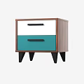 Modern Nightstand With White And Teal Drawers Brown Frame And Black Legs