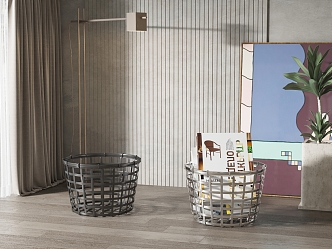 Modern Storage Basket Storage Iron Rattan Basket 3d model