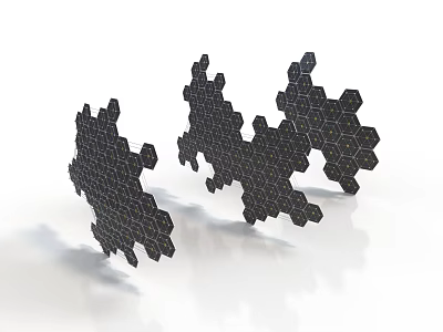 Black Hexagonal Modular Structure Components With Glossy Interconnected Design 3d model