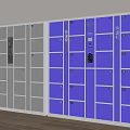 Modern Gray and Blue Lockers with Electronic Locks and Numbered Compartments in Indoor Setting