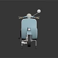 Light Blue Classic Scooter With Black Seat Round Mirrors And White Headlight
