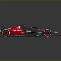 Red And Black Formula 1 Racing Car With Aerodynamic Bodywork And Sponsor Logos