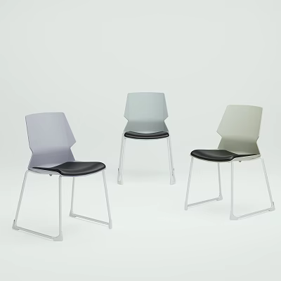 Modern Single Chair With Light Gray Blue Beige Colors Black Seat And Metal Legs Design 3d model