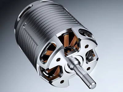 High Precision Electric Motor Component Metallic Casing Copper Coils Rotor Design 3d model