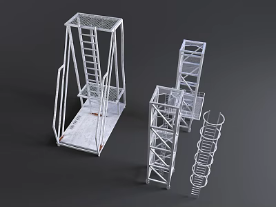 Industrial Metal Scaffolding Equipment With Platform Frames Tower Structures And Ladders 3d model