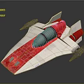 Futuristic Spacecraft Model With Red And White Body Gray Engines And Wings