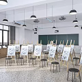 Modern Classroom Art Classroom Studio Painting Classroom Easel Locker 3d model
