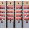 Modern Decorative Cabinets With Pink And White Shelves And Built In Lighting