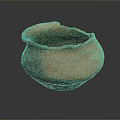 Ancient Handcrafted Clay Pottery Sculpture With Broken Rim And Textured Surface