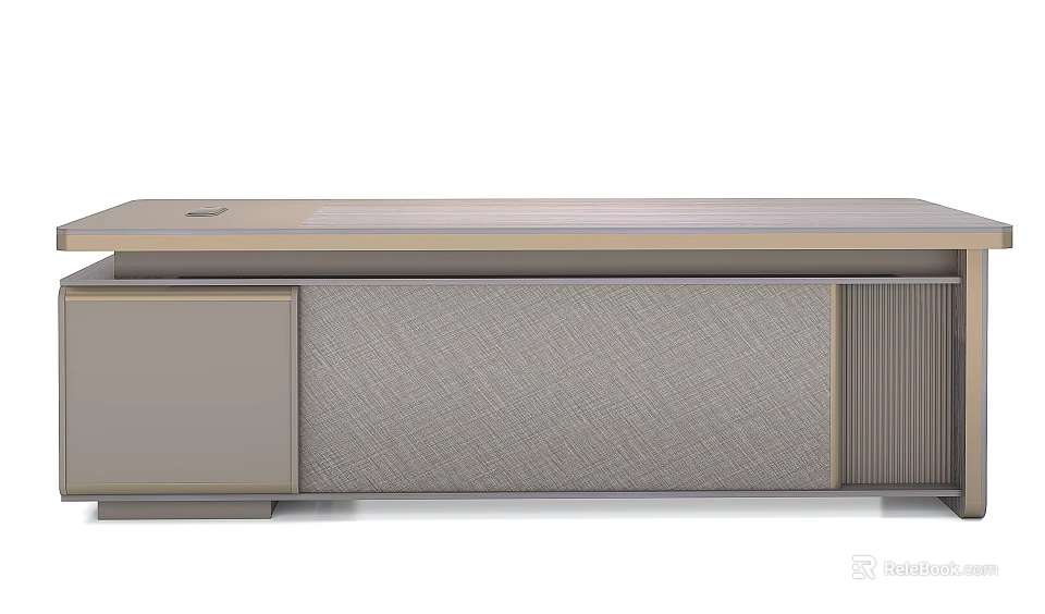 Modern Office Desk With Sleek Surface And Functional Storage Drawers 3d model 