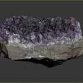 Purple Amethyst Cluster With Sparkling Crystals And Natural Stone Base