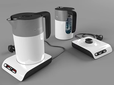 Modern White And Gray Electric Kettles With Control Panel Base For Home Use 3d model