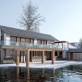 Modern Rural Self Built House With Glass Balcony Wooden Structure And Waterfront View