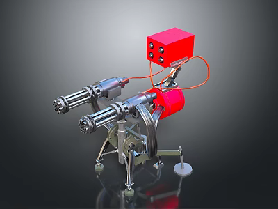 Industrial Equipment With Red Control Box Silver Tubular Components And Metal Stand With Wheels 3d model