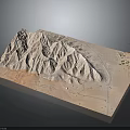 Detailed Terrain Model Featuring Mountainous Desert Landscape With Pathways And Vegetation 3d model