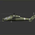 Detailed Green Military Helicopter With Rotor Blades Cockpit And Front Machine Gun Design