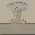 Elegant Indoor Golden Chandelier With Crystal Pendants Candle Lights And Ceiling Medallion