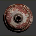 Traditional Gourd Shaped Ceramic Vessel With Red Animal Pattern Design