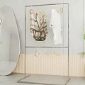 Iron Clothes Rack With Minimalist Design Hanging Clothes Scarves And Clips On White Background