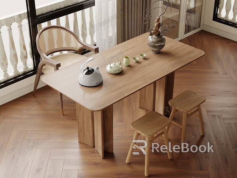 Casual Tea Table and Chair Solid Wood Tea Table and Chair Balcony Tea Table and Chair model