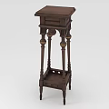 Indoor Green Plants Display On Wooden Plant Stand With Decorative Carved Leg Design