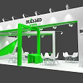 Blessed Brand Exhibition Booth With Green White Design Tables Chairs And Plants