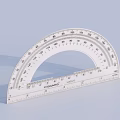 White Plastic Protractor With Clear Angle Scales For Precise Geometry Measurement 3d model