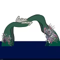 Green Event Gateway Arch With Purple Pink Floral Decorations And Lixiao Coming Lettering