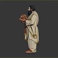 Bearded Man In Traditional Attire Holding Orange Items In Both Hands