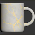 Elegant White Ceramic Cup With Golden Crackle Pattern For Home Decoration