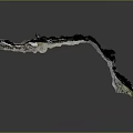 Detailed Rock Formation Model With Natural Texture Green Vegetation And Reflective Base